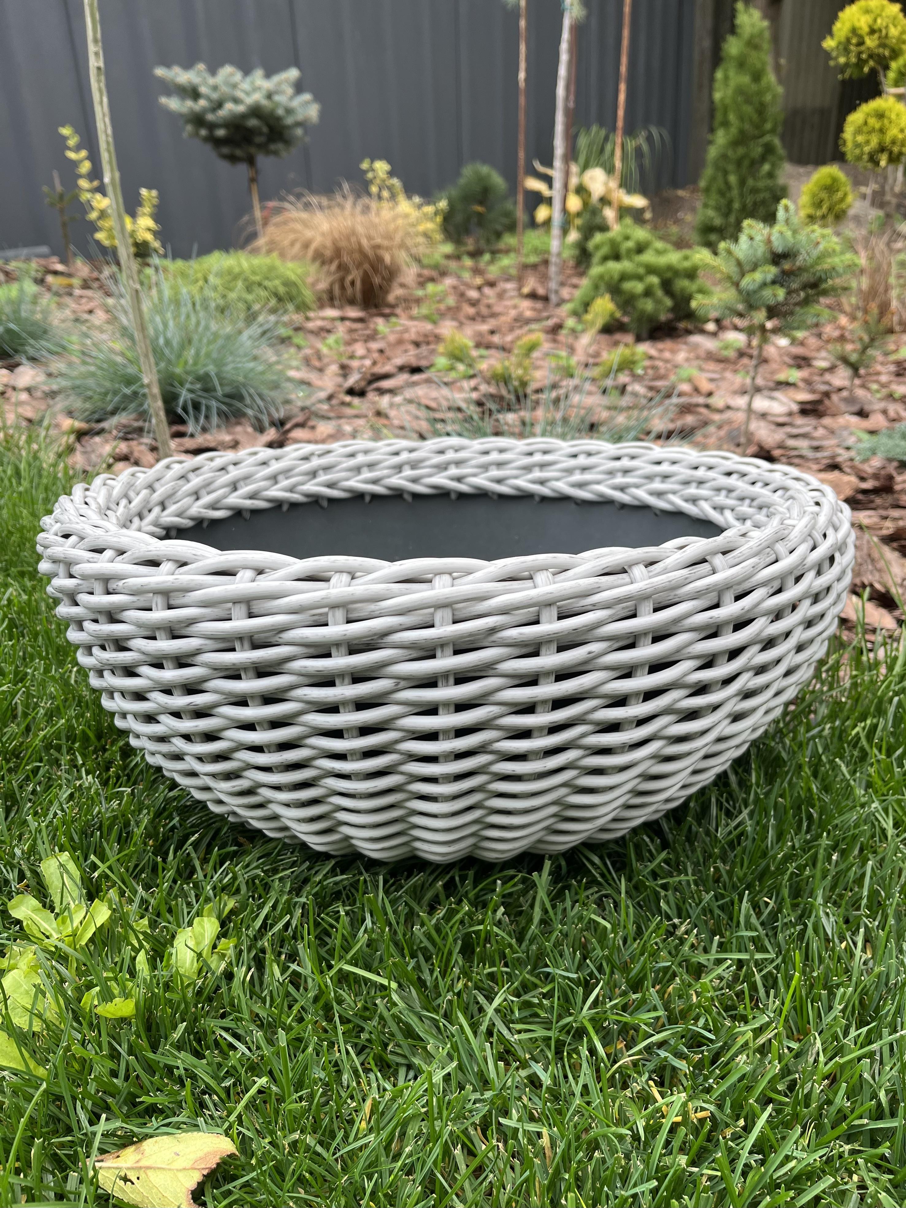 Кашпо-плошка для цветов из искусственного ротанга 12,5 л Серая береза ​​(29881048) - фото 3
