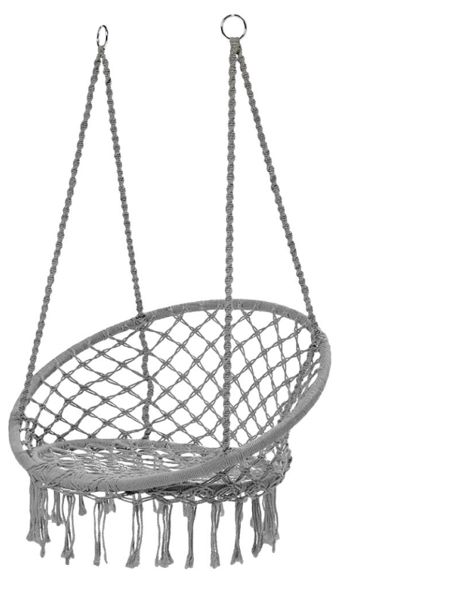 Садове крісло-гойдалка підвісне LEOBRO Boho плетене Comfort XL 80 см Grey (LB-1110)