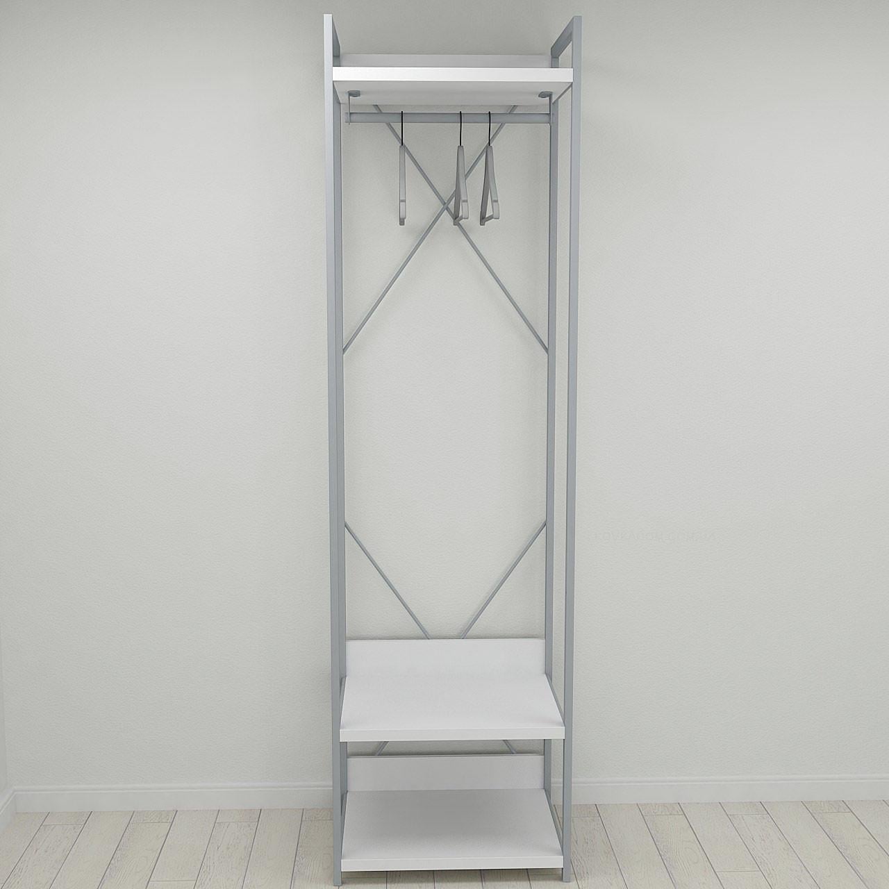 Шкаф Ferrum-decor Гардероб Уни секция 1 Конект 220x60x50 см металл/ДСП 32 мм Серый/Белый (FRD-104503)