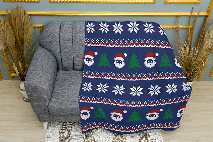 Плед плюшевый Зимняя сказка двухслойный 135х150 см Синий (114529-10)