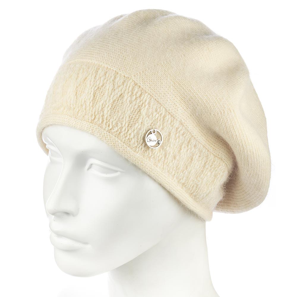 Берет женский зимний Atrics WH913 двойной ангоровый Ваниль