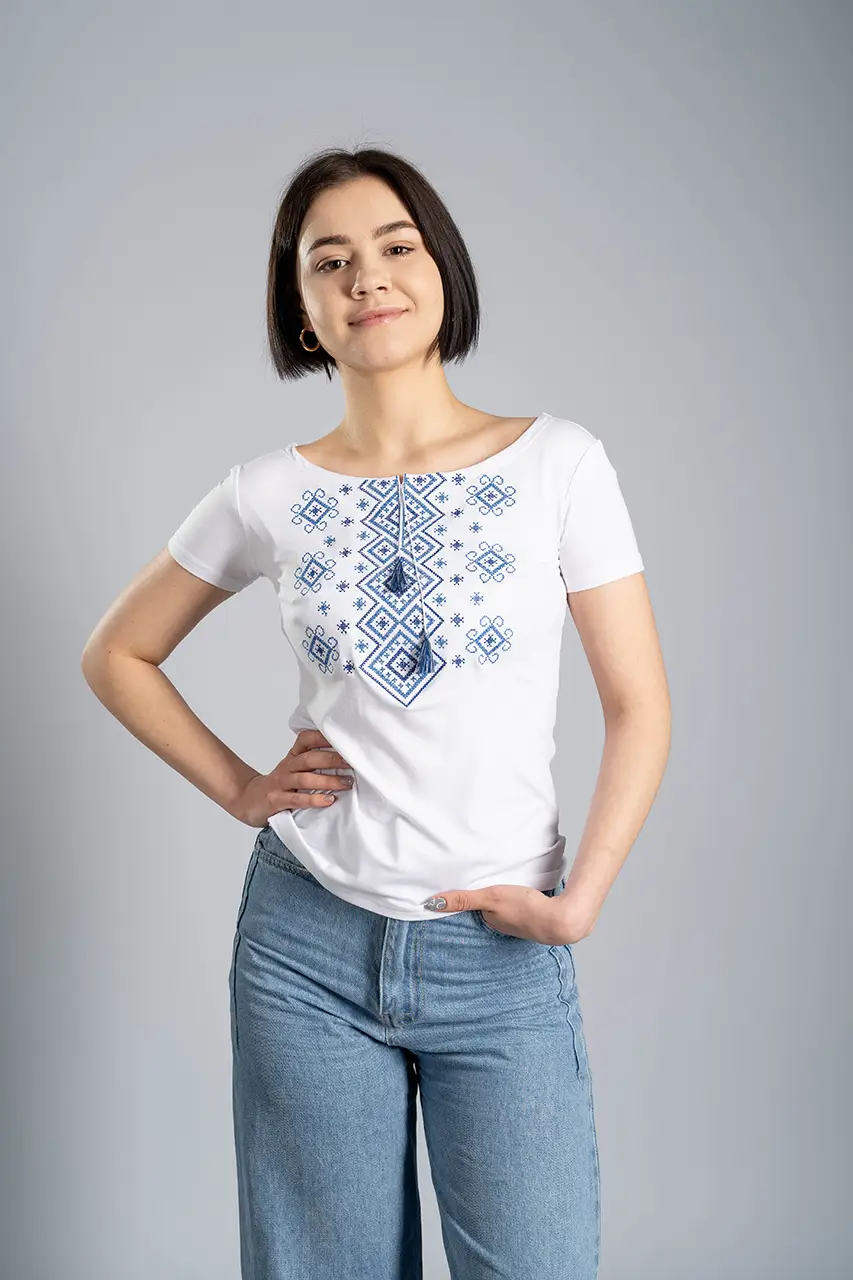 Футболка-вышиванка женская трикотажная 2XL Белый (ж-20-2XL) - фото 2 Футболка-вышиванка женская трикотажная 2XL Белый (ж-20-2XL) - фото 2