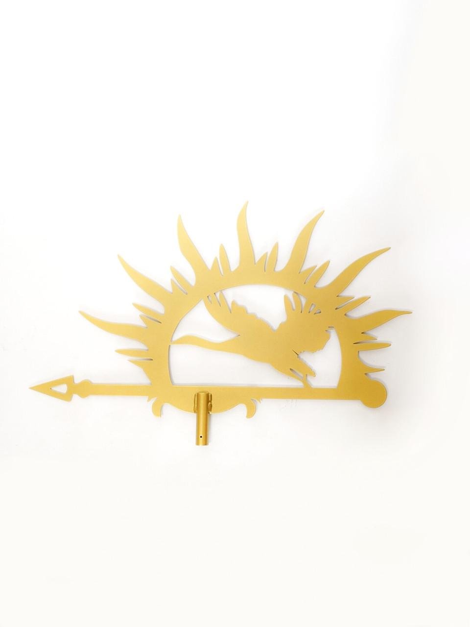 Флюгер на крышу маленький Солнце журавль/золото на беседку/колодец/забор 65x50 см (1092407)