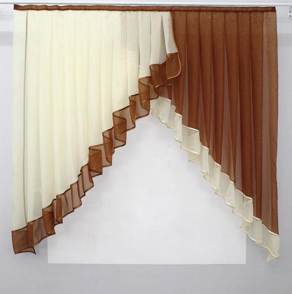 Занавеска на кухню/балкон шифон 150х150 см Коричневый/Бежевый (023к) Занавеска на кухню/балкон шифон 150х150 см Коричневый/Бежевый (023к)