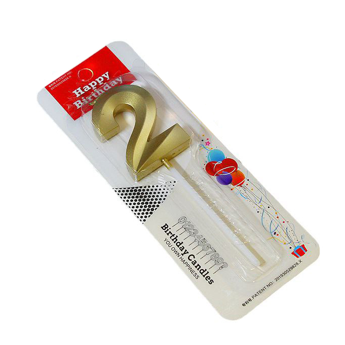 Свічка для торта цифра "2" Золотий (16024)