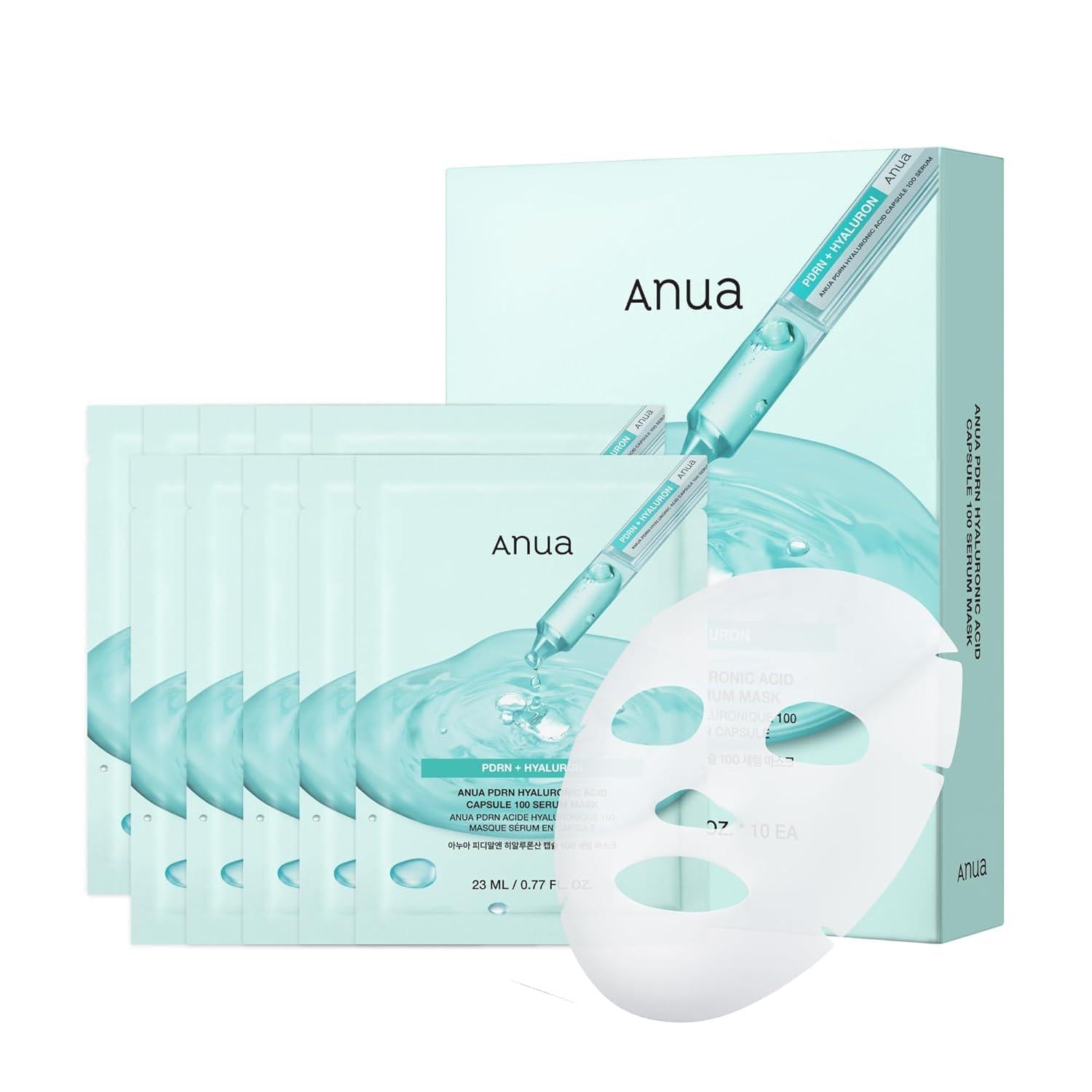 Тканевая маска для лица ANUA PDRN+Hyaluronic Acid Capsule 100 Serum Mask 23 мл x 10 шт.