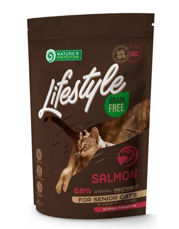 Корм сухой беззерновой для пожилых кошек Nature's Protection Lifestyle Grain Free Senior Cats с лососем 1,5 кг (NPLS45956)