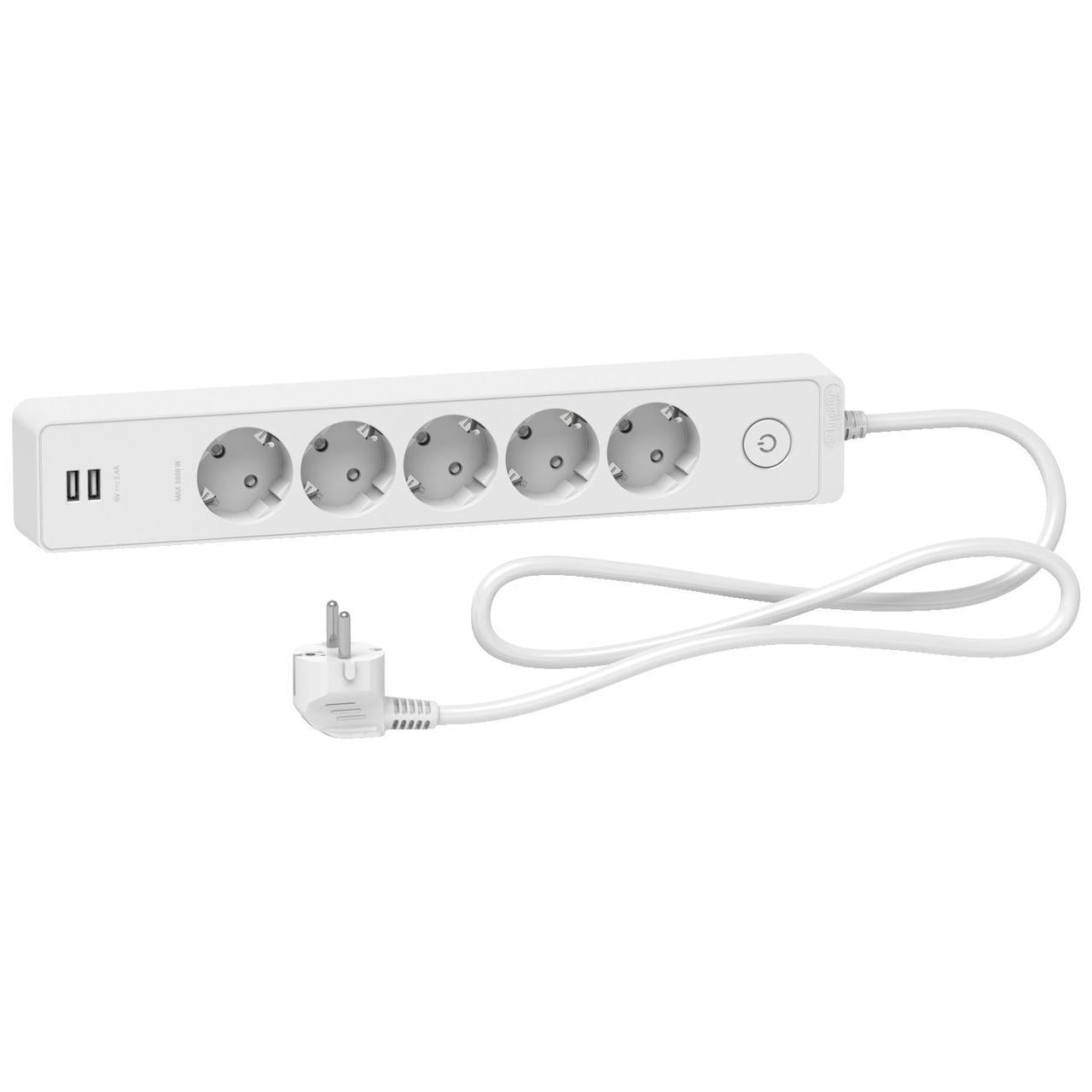 Удлинитель Schneider Electric 5 розеток с заземлением и 2хUSB 1,5 м Белый