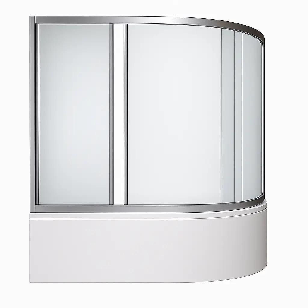 Штора для ванної KO&PO 4038/150 трисекційна асиметрична розсувна матове скло 150х145 см