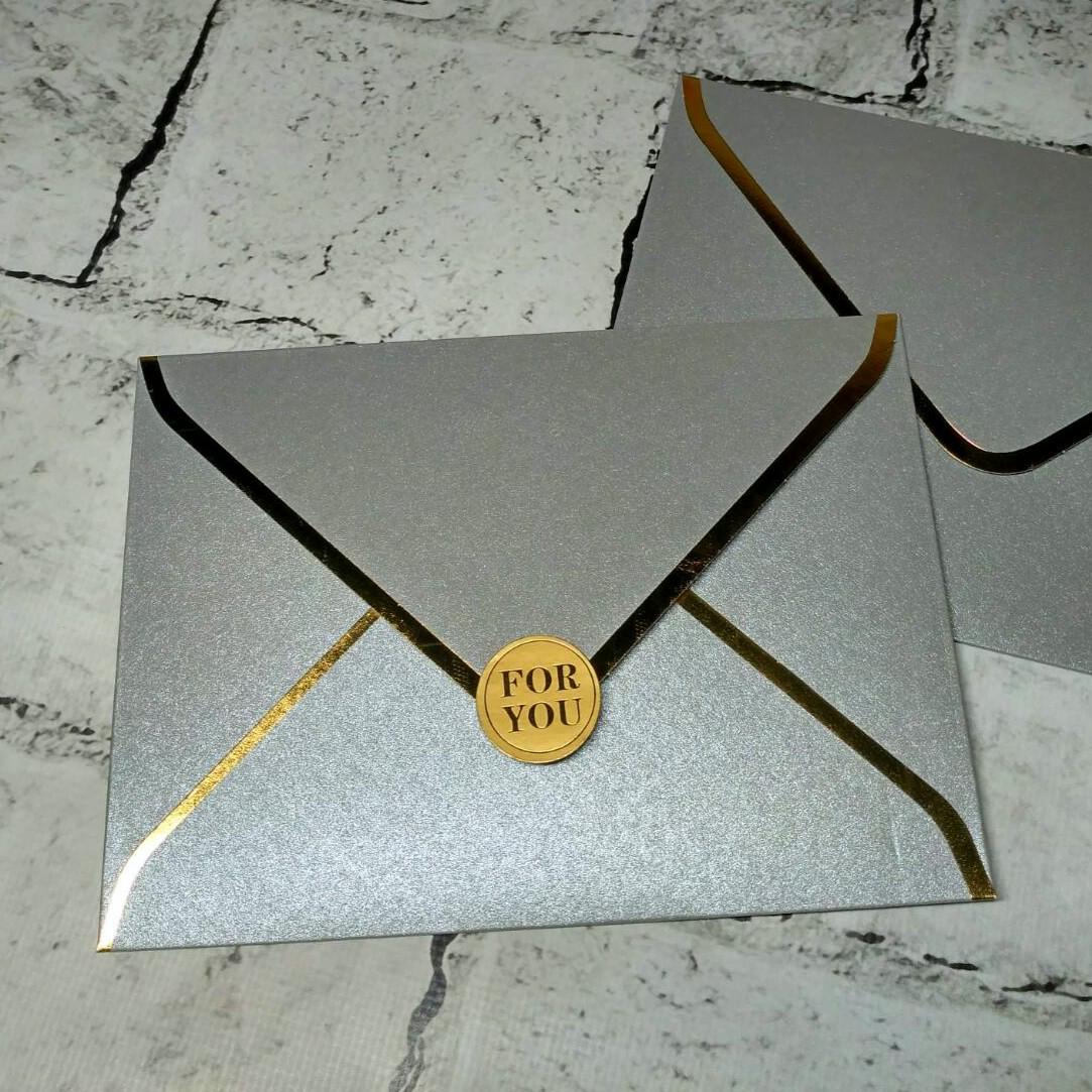 Конверт паперовий Преміум Gold 12,5х17,4 см перламутр Сірий (5-86009)