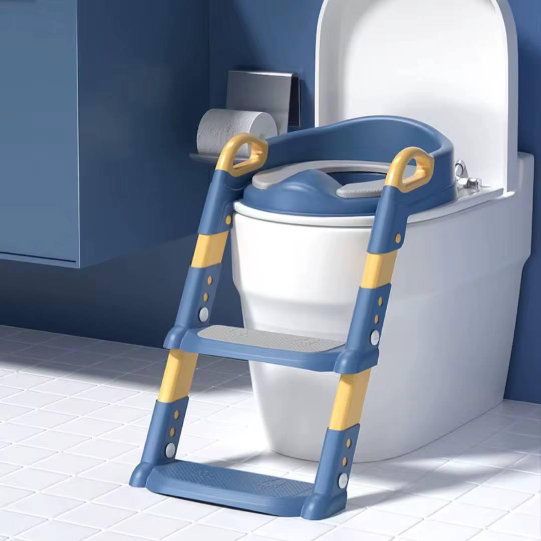 Лестница на унитаз для малышей с мягкой накладкой Желто-синий