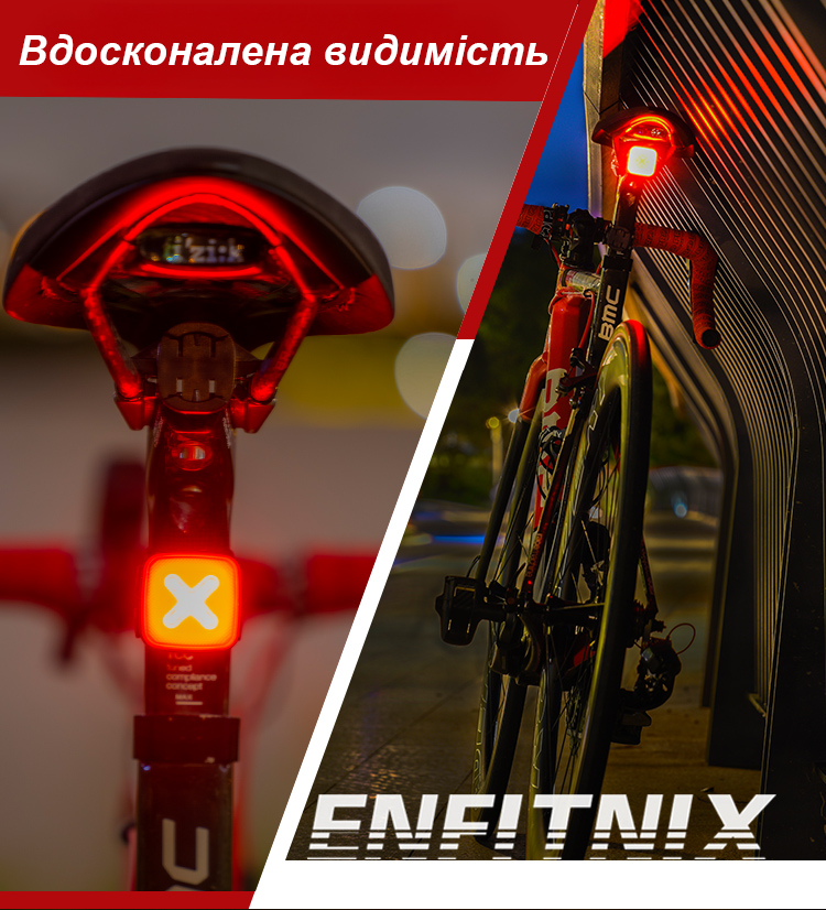 Фонарь задний для велосипеда Enfitnix CubeLite III автоматический на аккумуляторе 4 режима света (001043) - фото 2