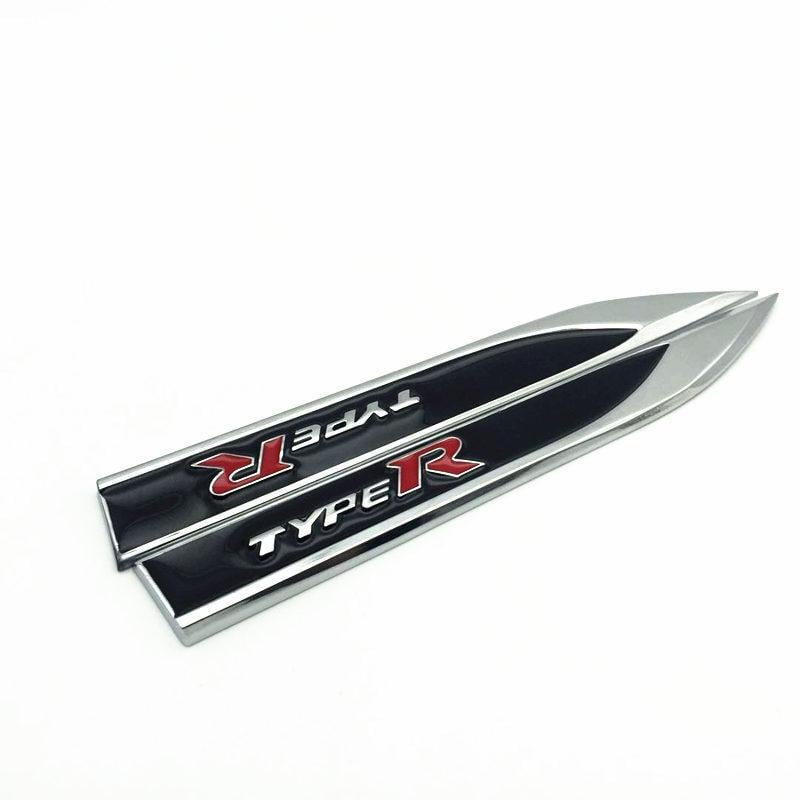 Эмблема на крылья TypeR Honda 15х1,8 см Хром/Черный глянцевый (1269744899)