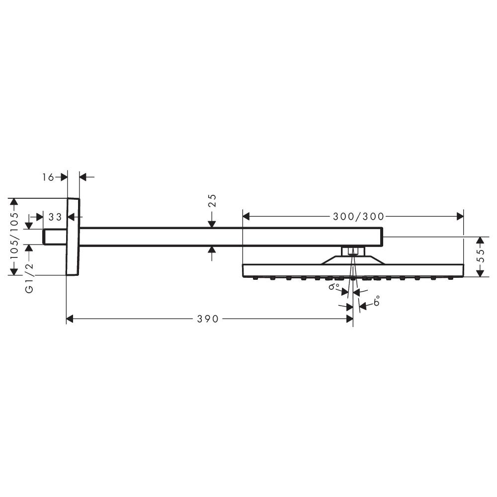 Верхний душ Hansgrohe RAINDANCE E 26238670 300 мм Черный (75702) - фото 2