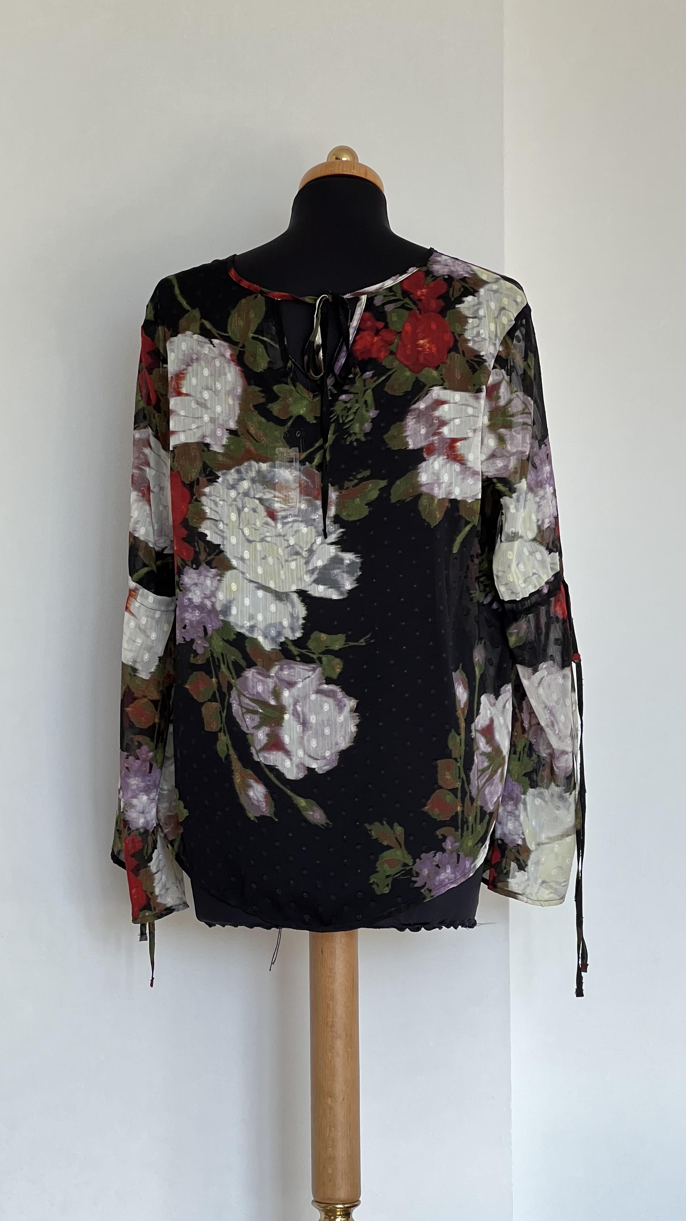 Блуза M&S напівпрозора з квітами L Чорний - фото 2 Блуза M&S напівпрозора з квітами L Чорний - фото 2