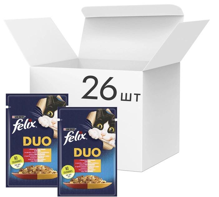 Корм для кошек влажный Felix Duo с говядиной и птицей кусочки в желе 85 г 26 шт. - фото 2