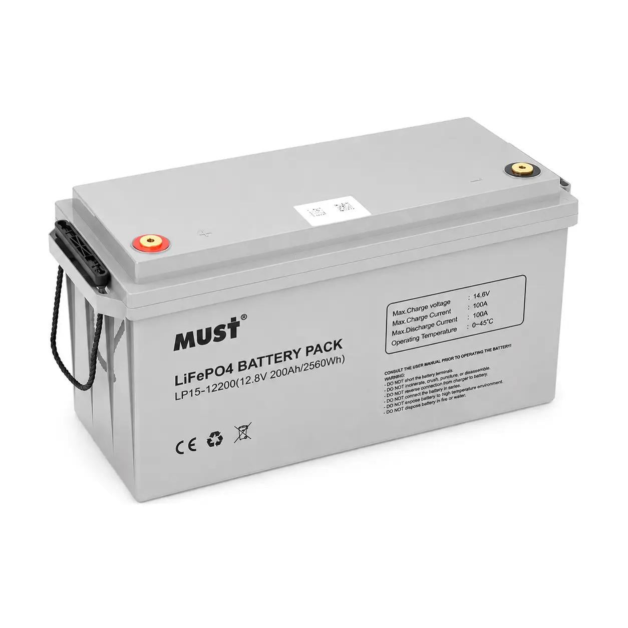 Аккумуляторная батарея Must LiFePO4 LP15-12200 12,8V 200Ah 2,56kWh BMS100A 4S