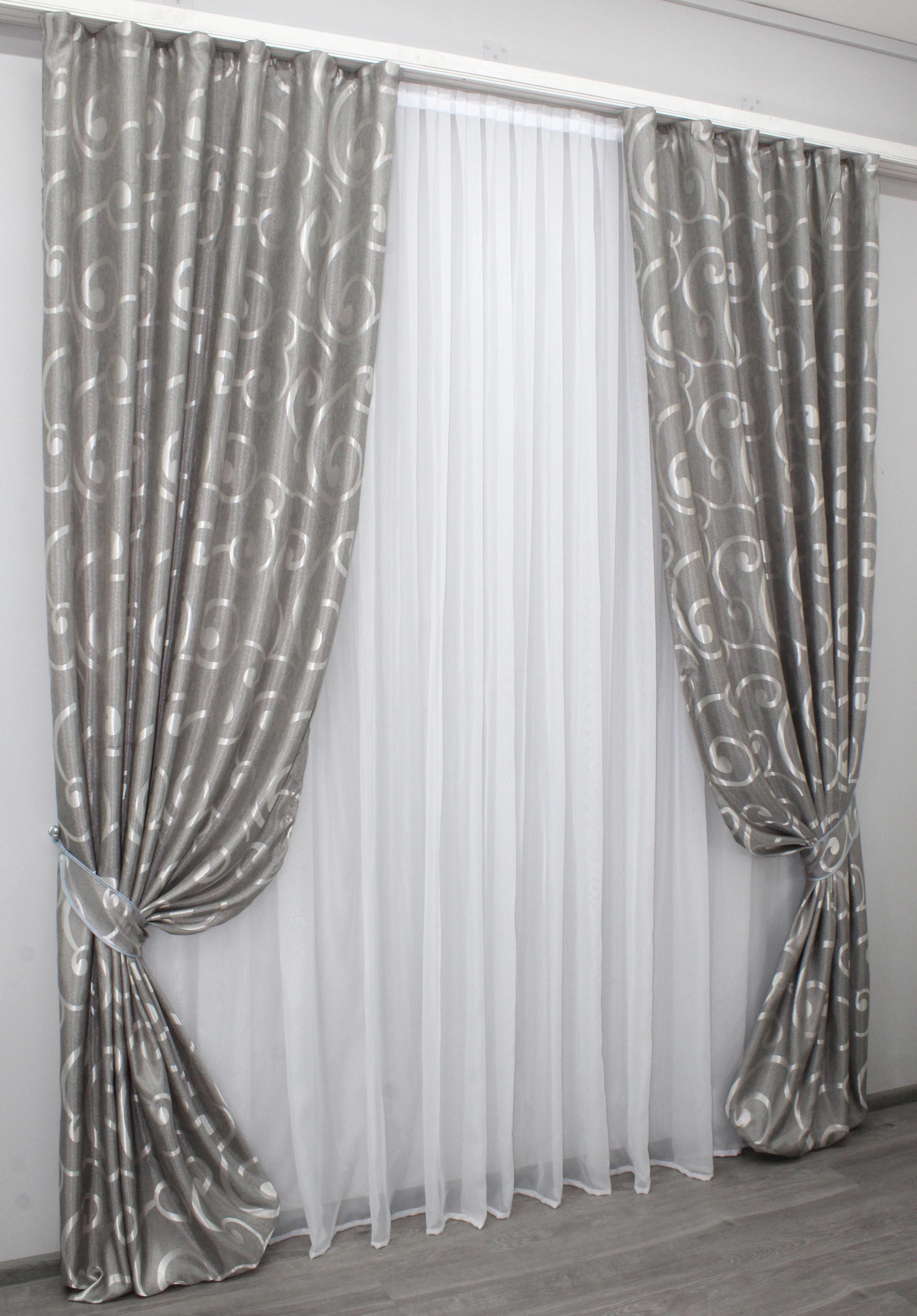 Комплект штор VR-Textil № 961ш жаккард 150х275 см 2 шт. Серый (30-760)