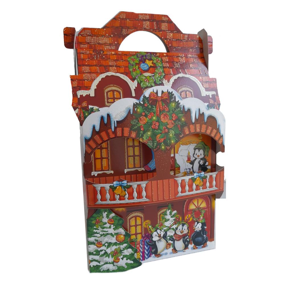 Новогодняя коробка Замок с балконном 1000 г 10 шт. (4398)