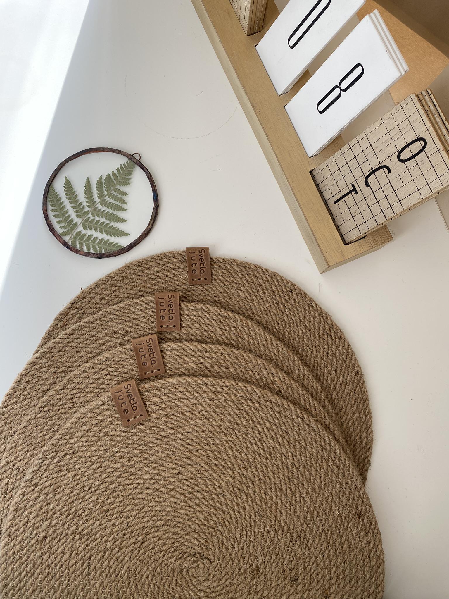 Набір підтарільників Svetla.jute із джута ручної роботи для сервірування столу 4 шт. 30 см (JUT005) - фото 5 Набір підтарільників Svetla.jute із джута ручної роботи для сервірування столу 4 шт. 30 см (JUT005) - фото 5