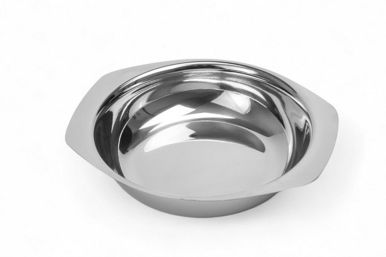 Миска круглая из нержавеющей стали с ручками 650 мл d 17 см h 4 см