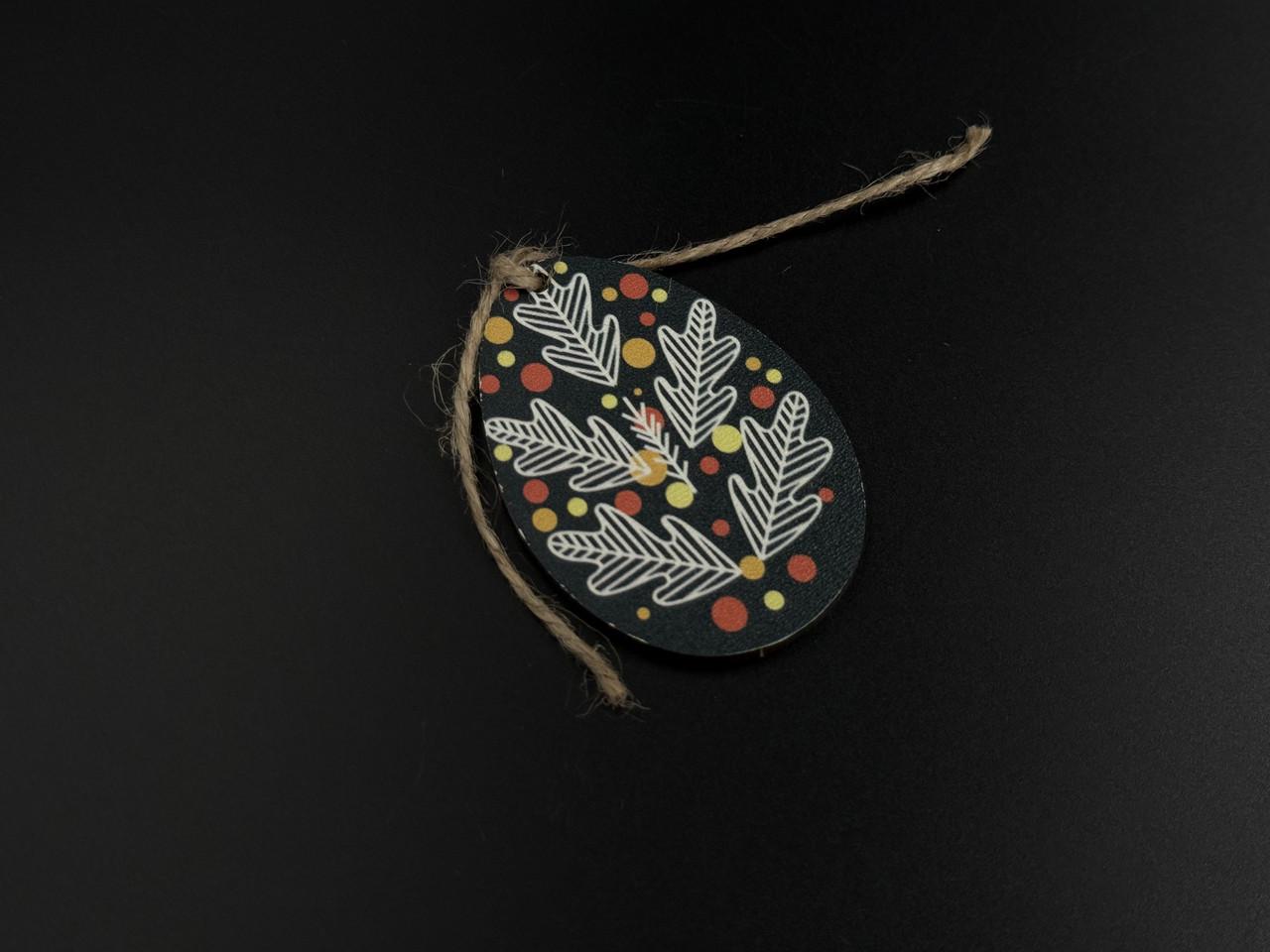 Заготівка-підвіска дерев'яна для рукоділля Пасхальне яйце з принтом під декупаж і розпис 6,5х4,5 см Різнокольоровий (XV-017) - фото 2