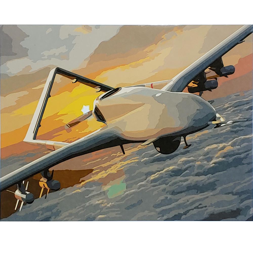 Картина по номерам Strateg Премиум Байрактар среди облаков с лаком 40х50 см (SY6936)