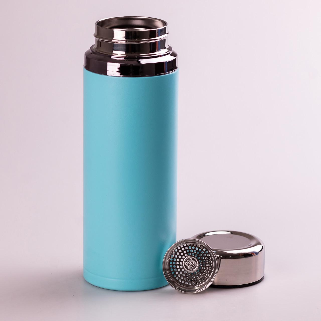 Термос из нержавеющей стали 800 мл с ремешком Голубой - фото 2