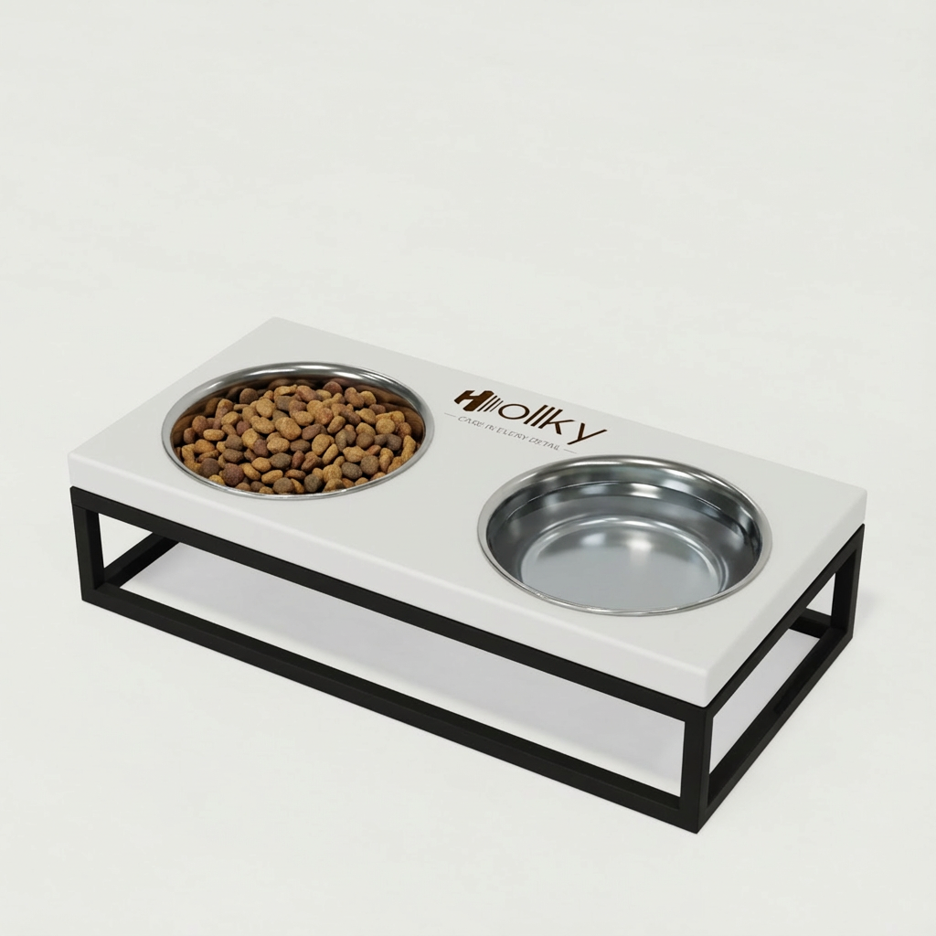 Миски на подставке для маленьких собак и котов Hollky Base S 2х0,45 л (BS-36187-BLWH) - фото 1 Миски на подставке для маленьких собак и котов Hollky Base S 2х0,45 л (BS-36187-BLWH) - фото 1