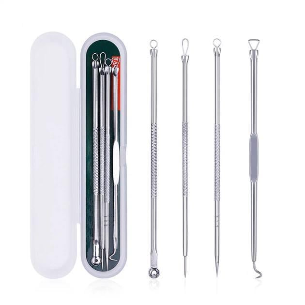 Набор инструментов для чистки лица от черных точек комедонов и прыщей 4 шт. в футляре (6d69b20e)