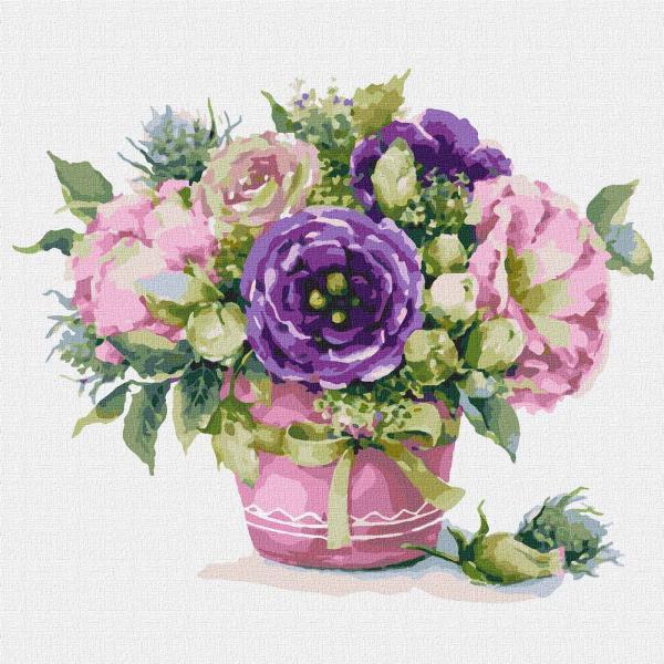 Картина по номерам Идейка Очаровательная эустома 30х30 см в термопакете (КНО2973-mt)