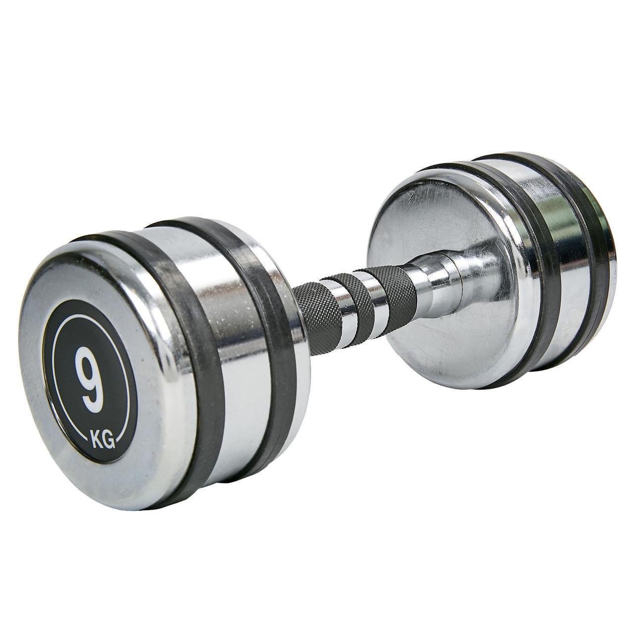 Гантель цельная Record TA-8232-9 стальная хромированная 9 кг (2532848717) - фото 1