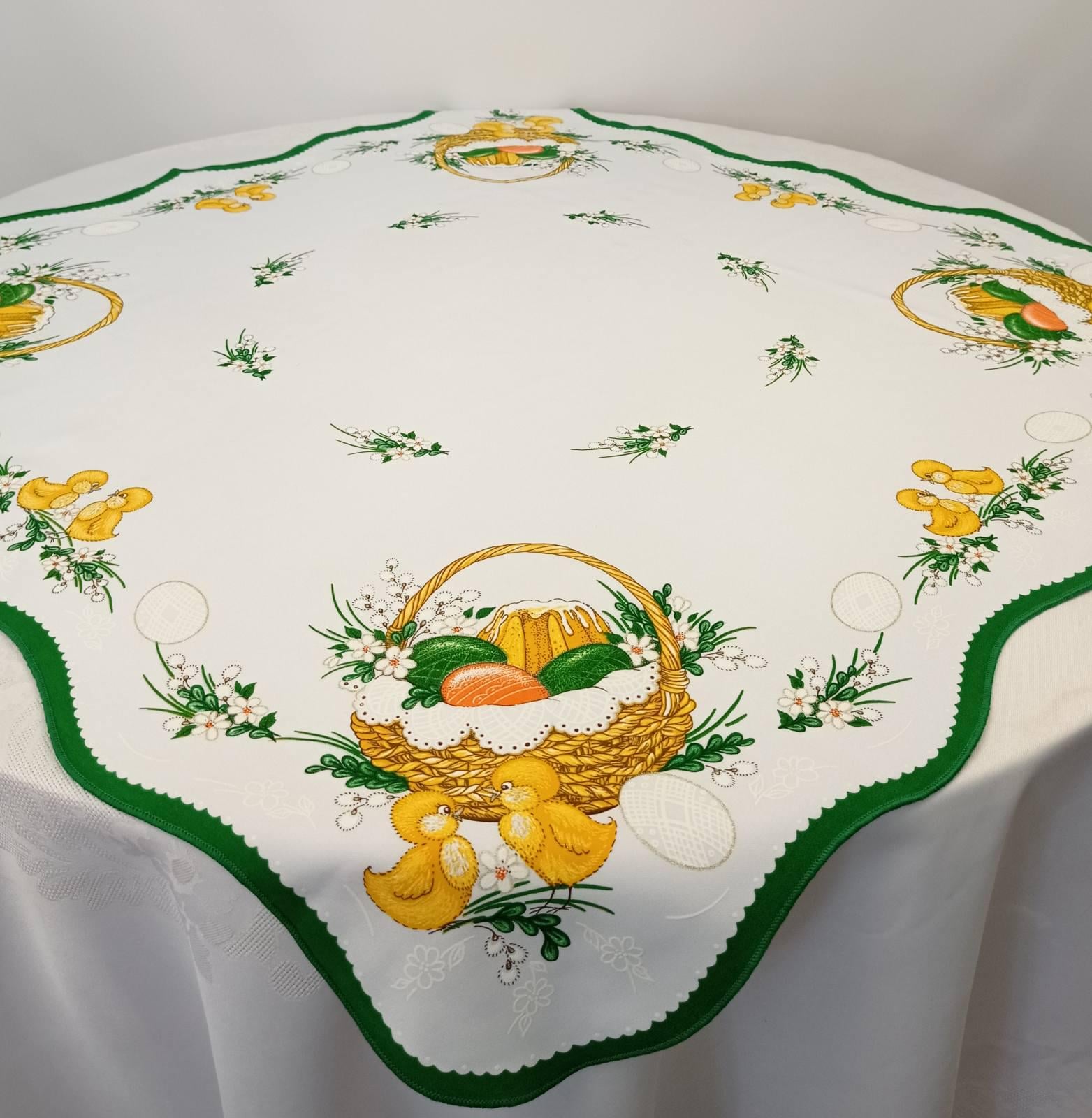 Скатерть квадратная пасхальная Easter Basket Green/White (CN14290)