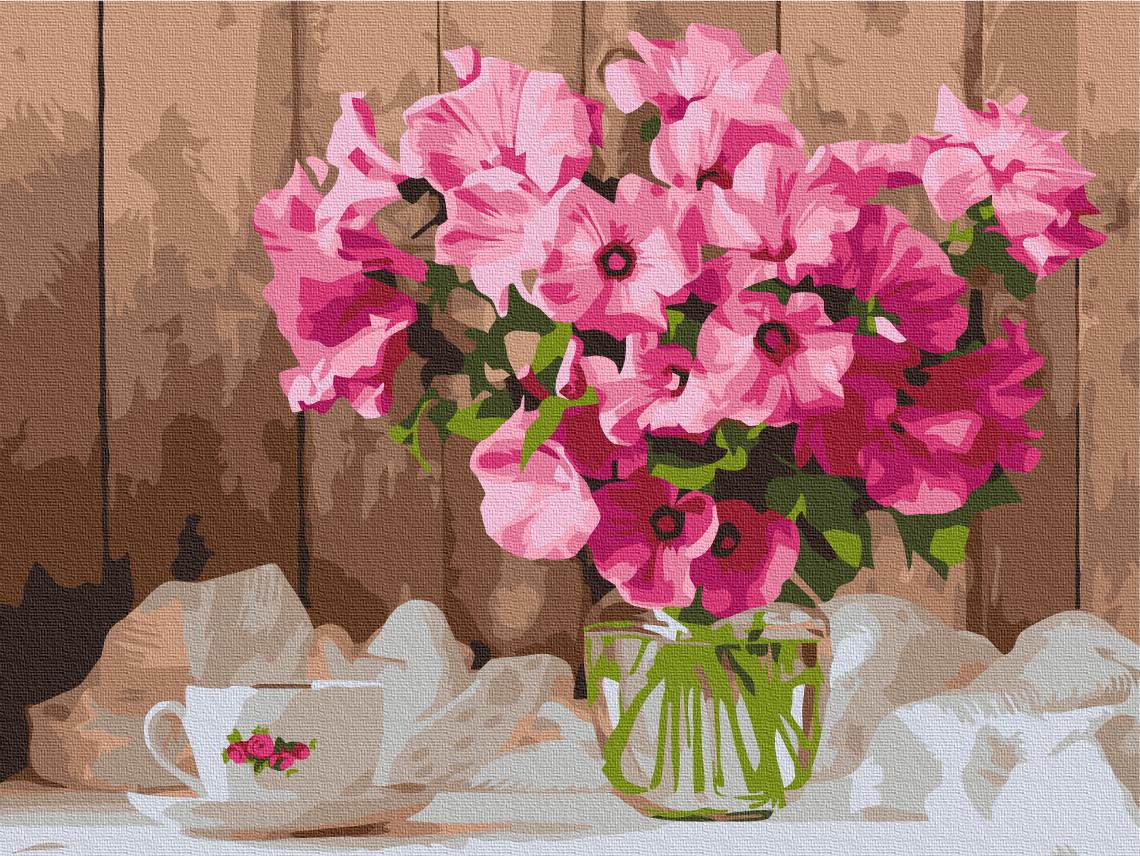 Картина по номерам Brushme Премиум Розовые петунии на столе 40x50 см (PBS52768)