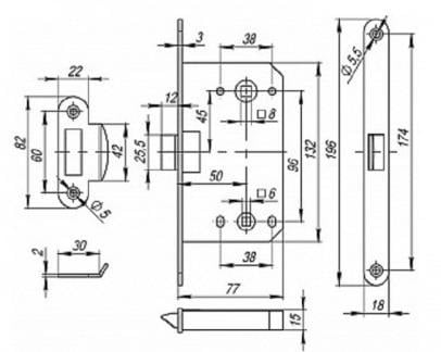 Міжкімнатний механізм WC USK 410B PVC 96x50 Золото - фото 2