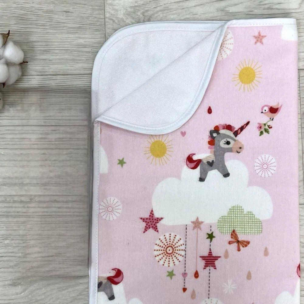 Пеленка для новорожденного Единорог непромокаемая фланель 50х80 см Розовый (1735)