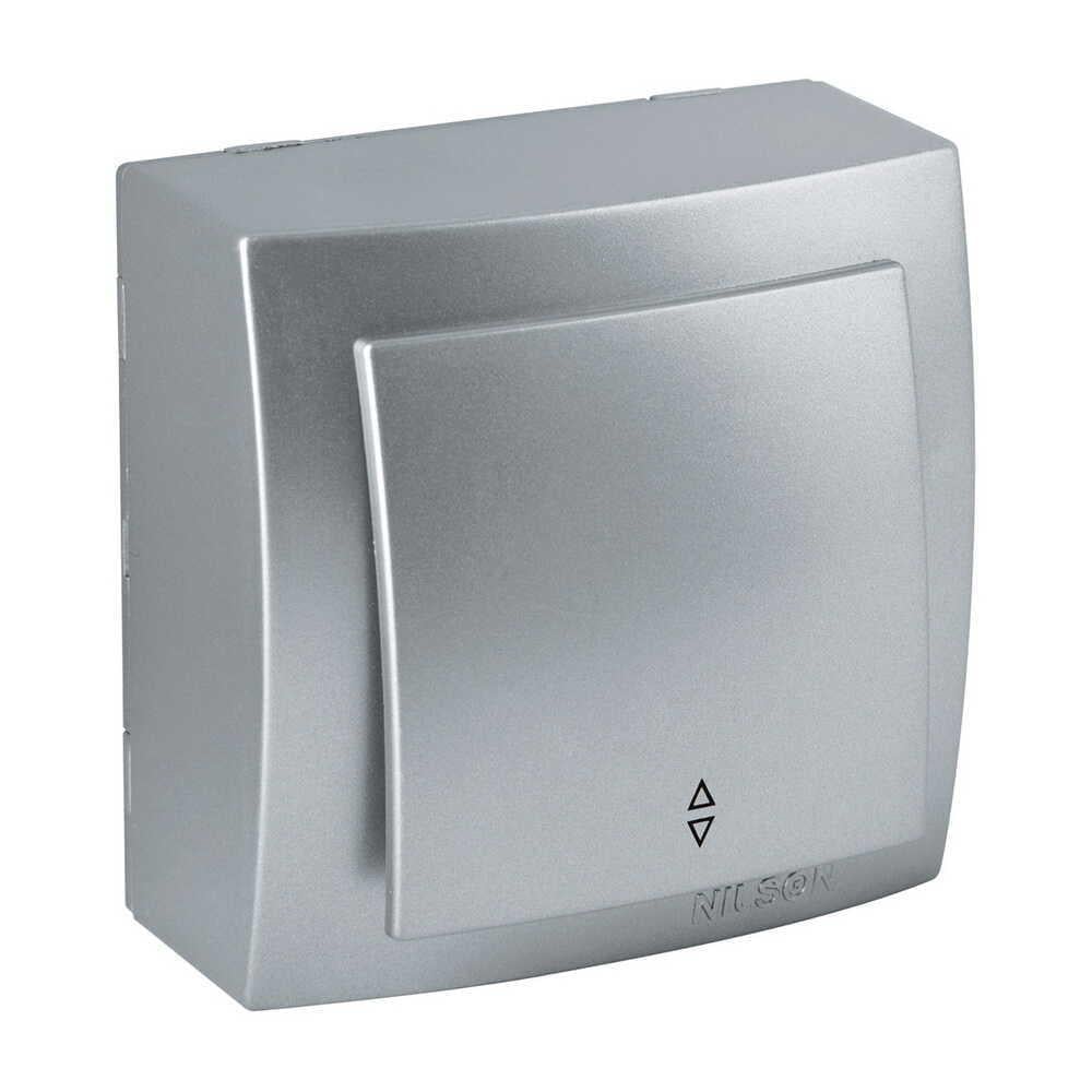 Вимикач одноклавішний Nilson Themis прохідний Срібний (26131007)