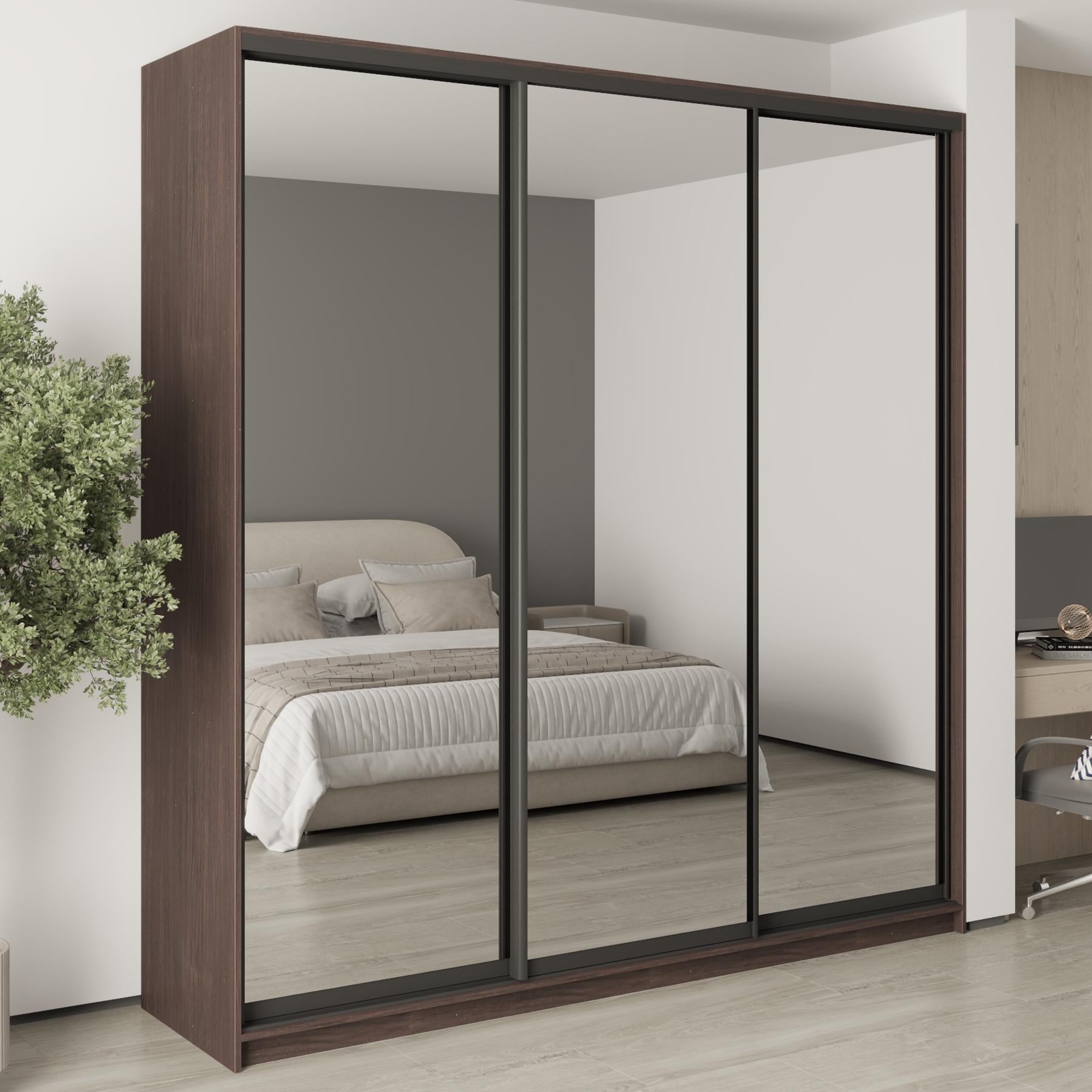 Шкаф-купе трехдверный MebelStar Стандарт BG 3 Зеркала 230x45x240 см Дуб ристрето (MBS-8837)