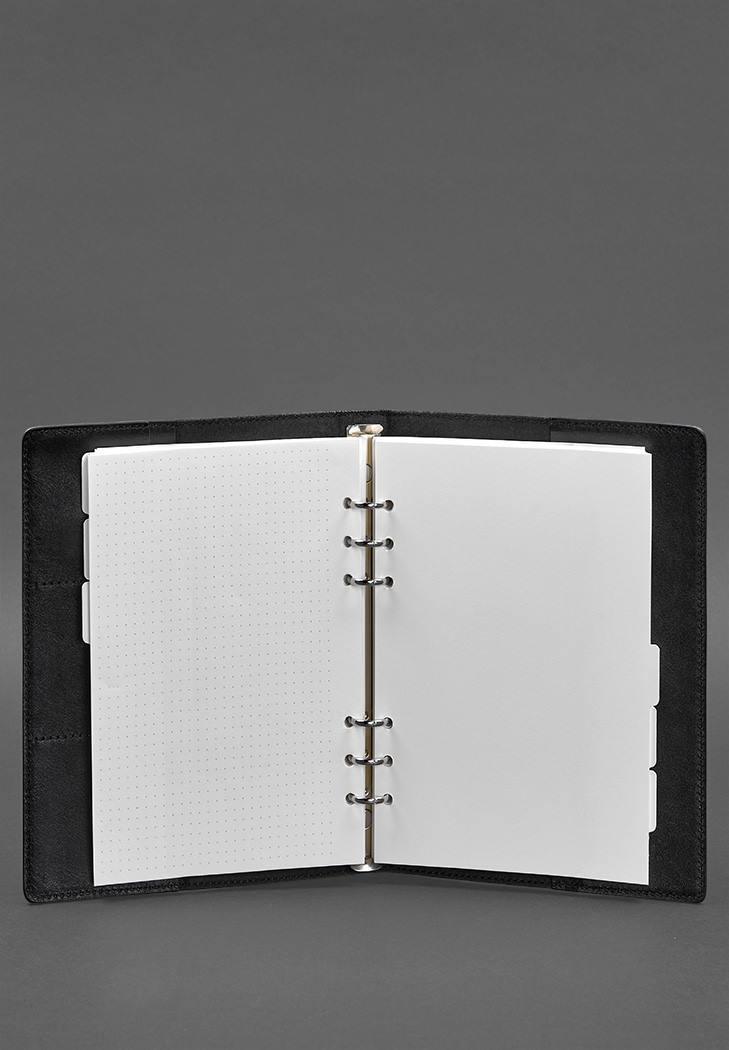 Блокнот шкіряний на сегрегаторі м'яка обкладинка на кільцях 13.0 Чорний (A-027299) - фото 2