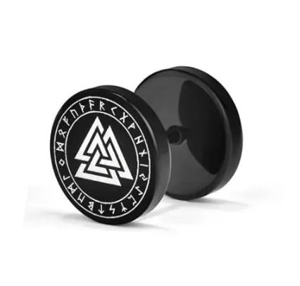 Сережки-штанги чоловічі з руною Валькнут 1 шт. Чорний (1884493219)