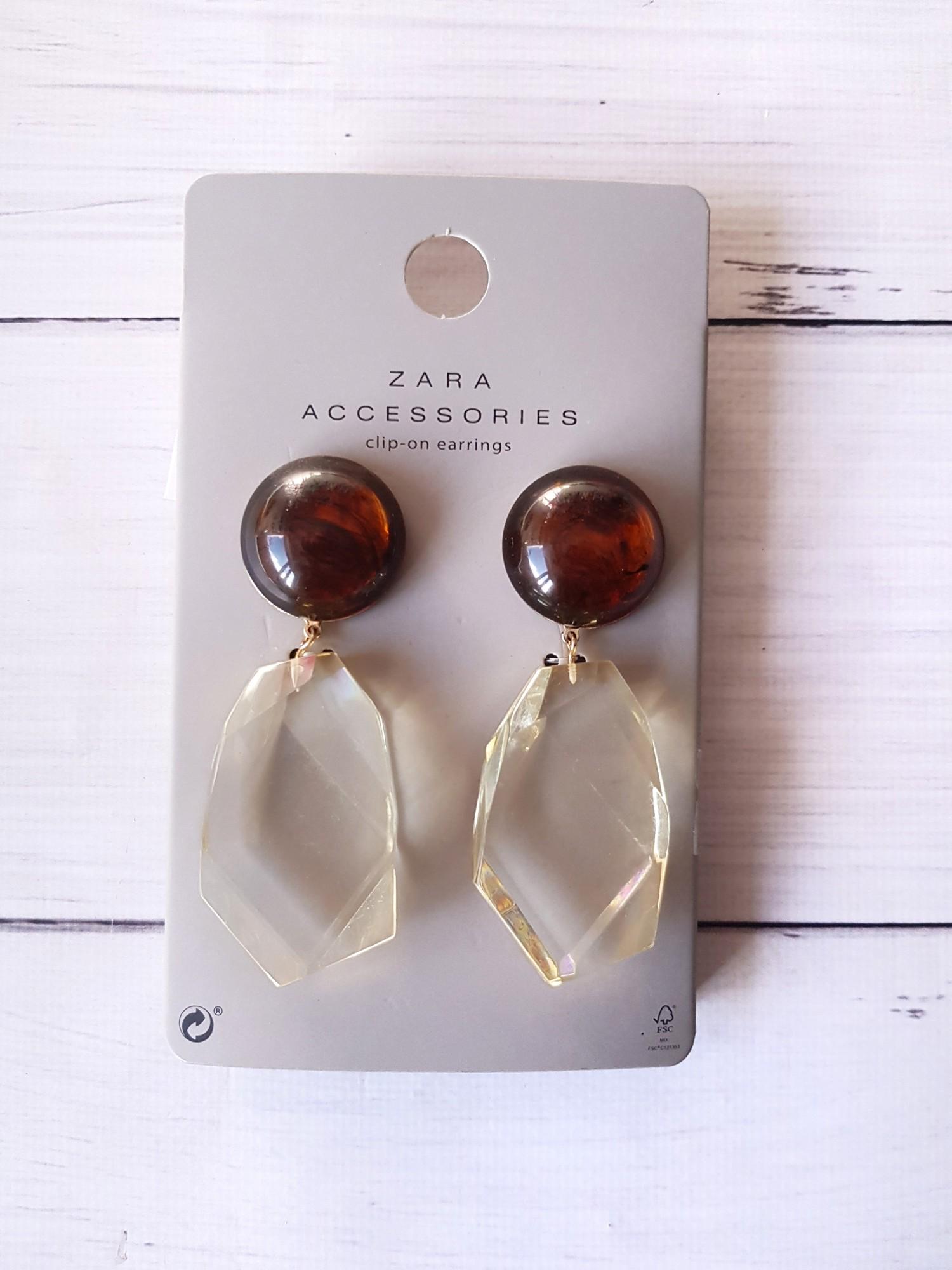 Серьги Zara с камнями Коричневый (10244)