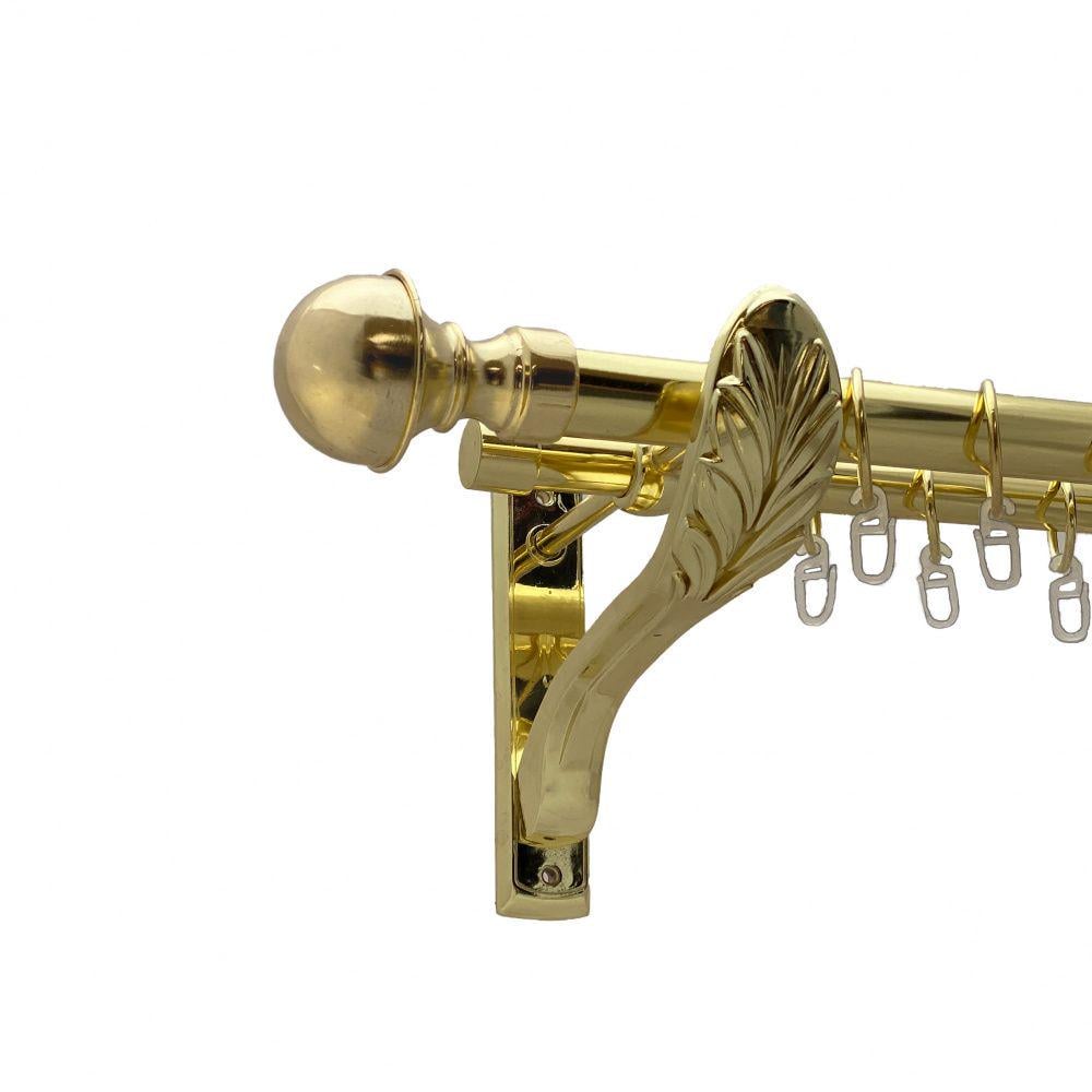 Карниз металлический Orvit Бостон двухрядный ретро/гладкая труба/кольцо металлическое Золото 25/19 мм 300 см (00-00009697)