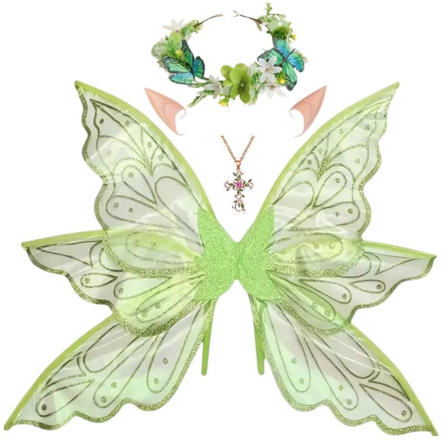 Крила Феї Лісової/метелика з віночком/хрестик та вуха ельфа Косплів Зелений (2822797700)
