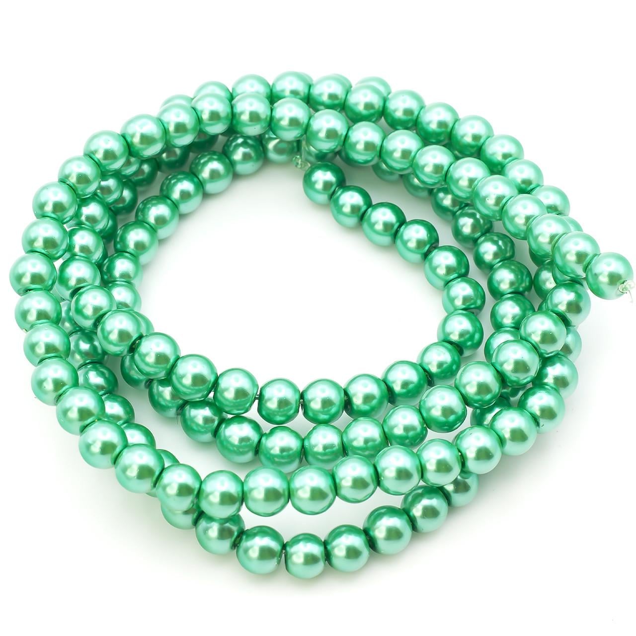 Бусины стеклянные на нитке под жемчуг 3 мм 62 см 215 шт. Изумрудный (БЖ0003к25)