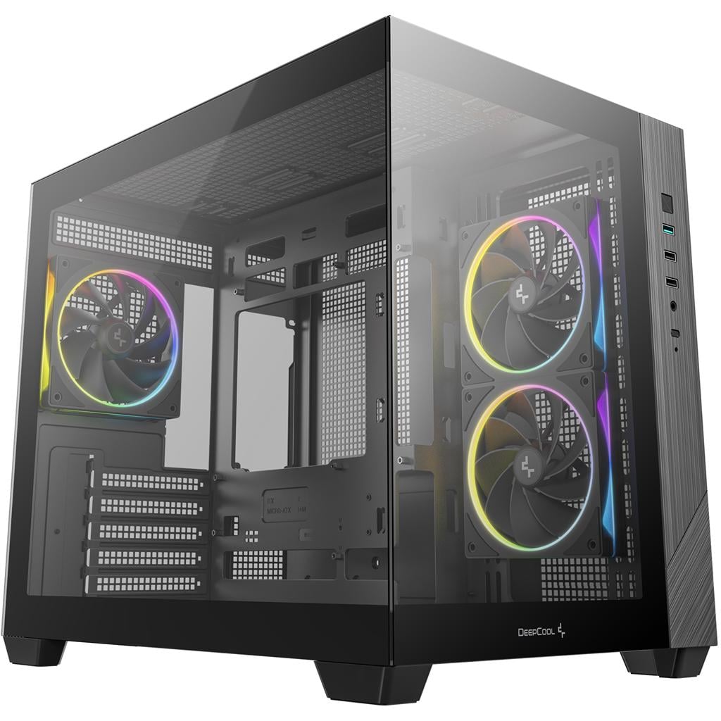 Корпус для ПК Deepcool CG330 3F Mini-Tower no PSU MicroATX/Mini-ITX ARGB Black (R-CG330-BKNGM3-G)