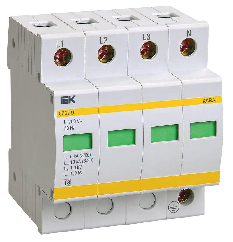 Ограничитель перенапряжения УЕК ОПС1-D 4Р 10кА 230В (MOP20-4-D) Ограничитель перенапряжения УЕК ОПС1-D 4Р 10кА 230В (MOP20-4-D)