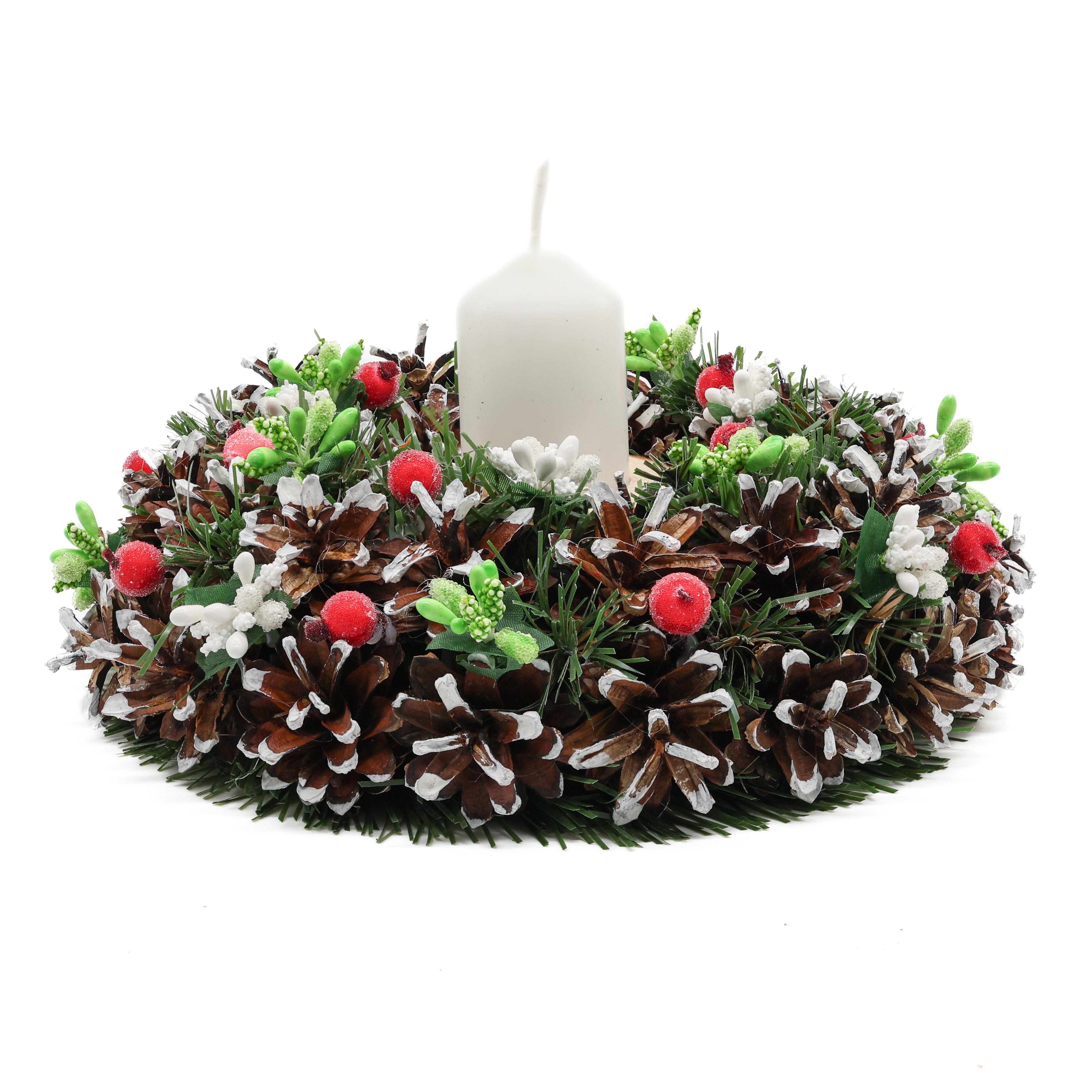 Підсвічник різдвяний з шишок та ягід зі свічкою 22/8 см (В2201КБ) - фото 4 Підсвічник різдвяний з шишок та ягід зі свічкою 22/8 см (В2201КБ) - фото 4