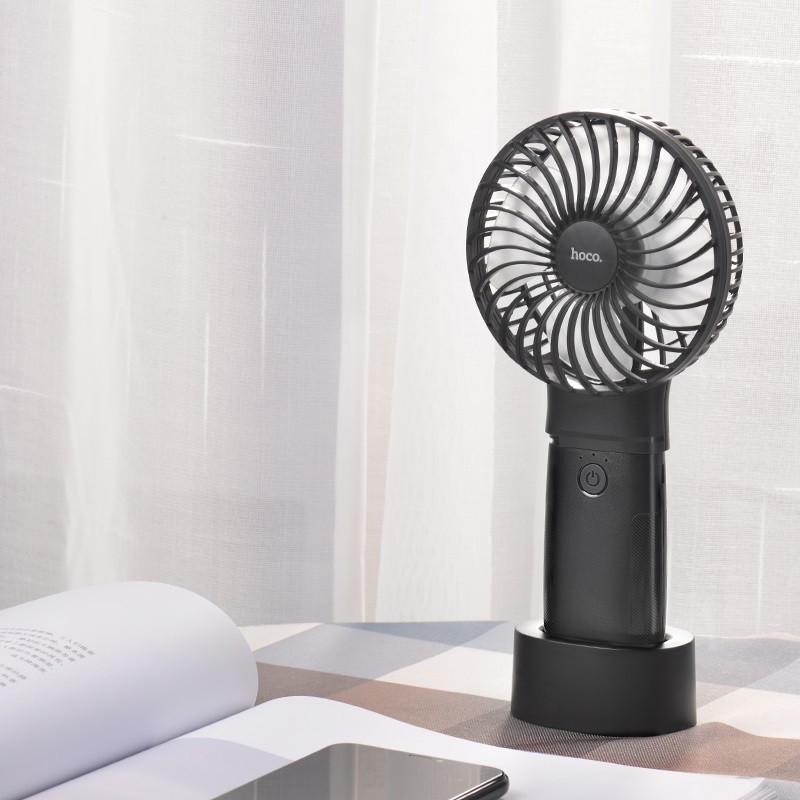 Вентилятор портативний ручний Hoco F11 з функцією павербанка і підставкою Чорний - фото 3 Вентилятор портативний ручний Hoco F11 з функцією павербанка і підставкою Чорний - фото 3