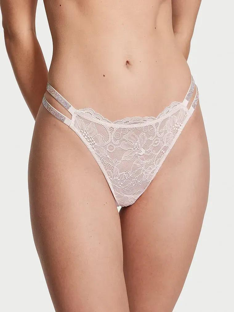 Трусики зі стразами Victoria's Secret Very Sexy Double Shine Strap Smooth Brazilian Panty White M Білий (26826756)