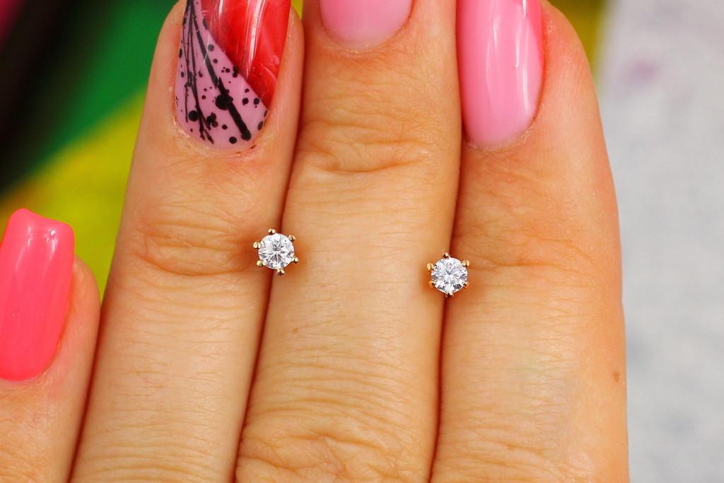 Серьги гвоздики Xuping Jewelry Камешки  3 мм Золотистый